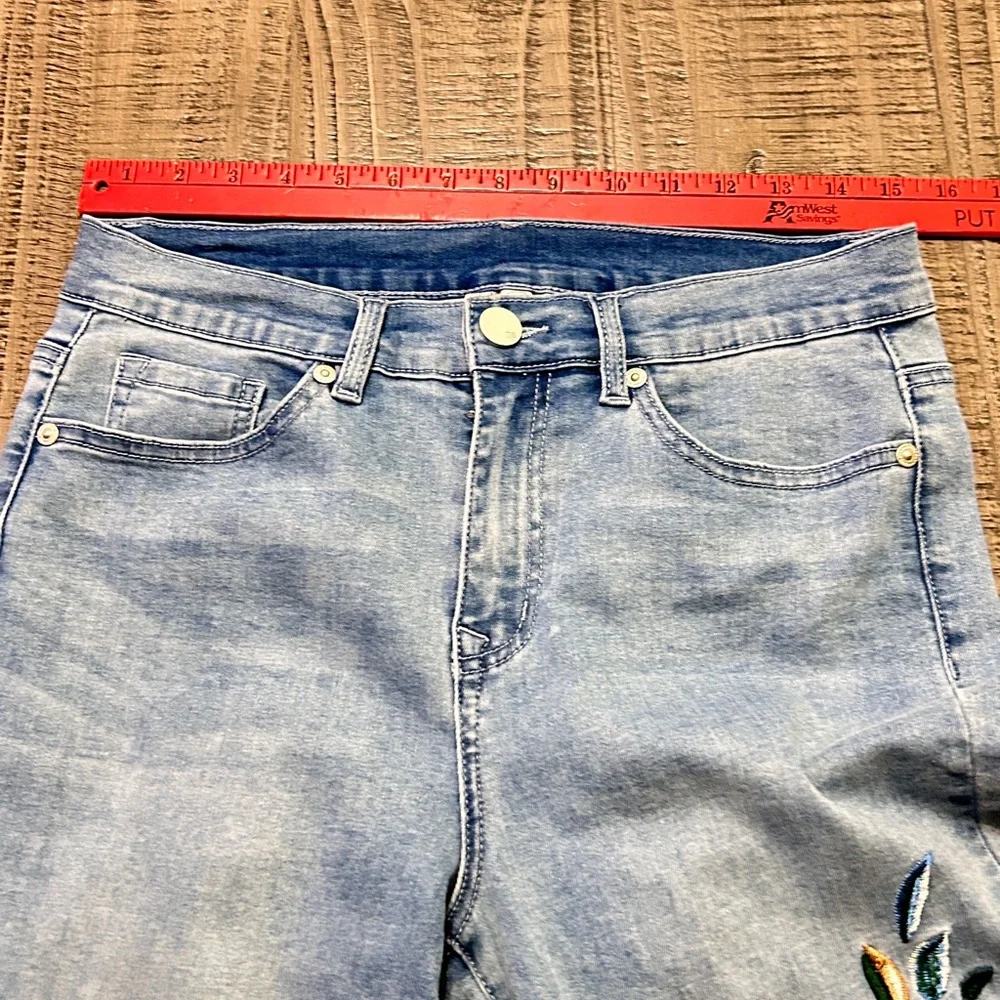 DG2 by Diane Gilman Light Blue Floral Embroidered Jeans - Picture 9 of 13